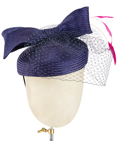 Navy Bow - fascinator designed by Christine Moore - Rent The Races  - 1