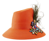 The Voss Derby II (Orange) - hat designed by LD Carey Designs - Rent The Races  - 2