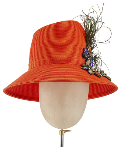 The Voss Derby II (Orange) - hat designed by LD Carey Designs - Rent The Races  - 1