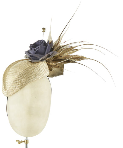 Gold Pillbox - fascinator designed by Sophie Hunter - Rent The Races  - 1